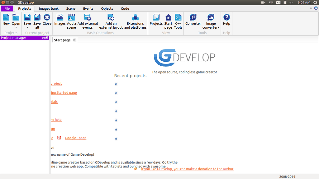 Start Page doesn't line up right under Linux - Bugs reports - GDevelop ...