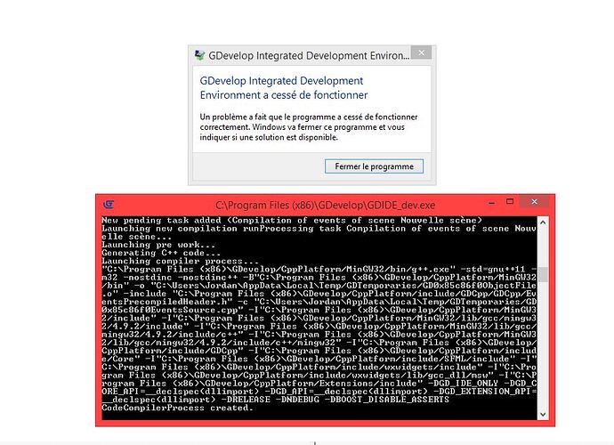 Crash de GDevelop - Rapport de bugs pour GDevelop - GDevelop Forum