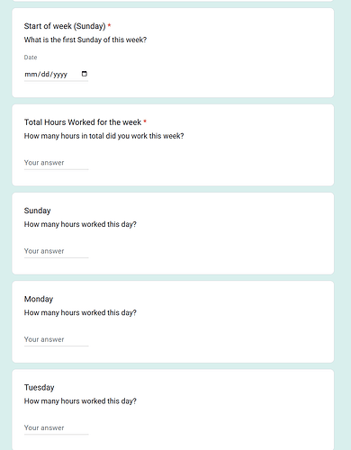 Worked Hours Form Week 1