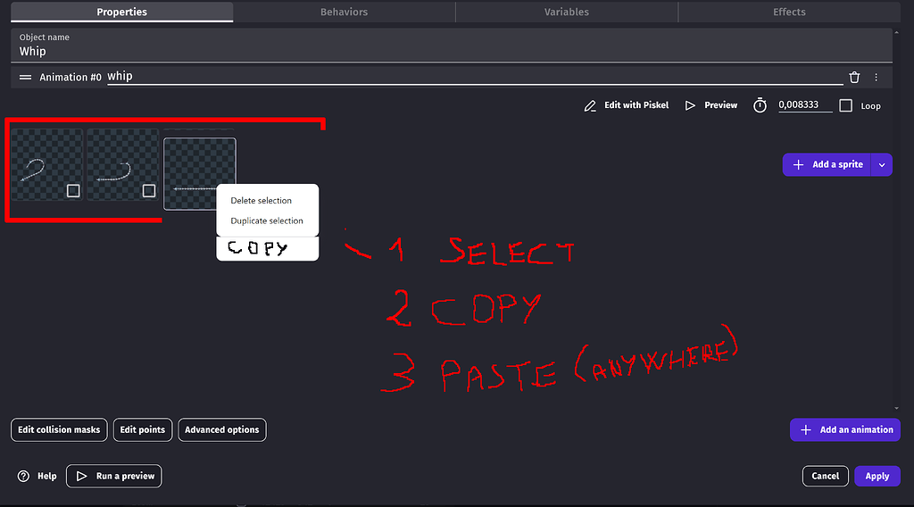 Copy & paste sprites between objects animations - Feature requests ...