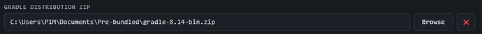 Filled details of Gradle Distribution Zip