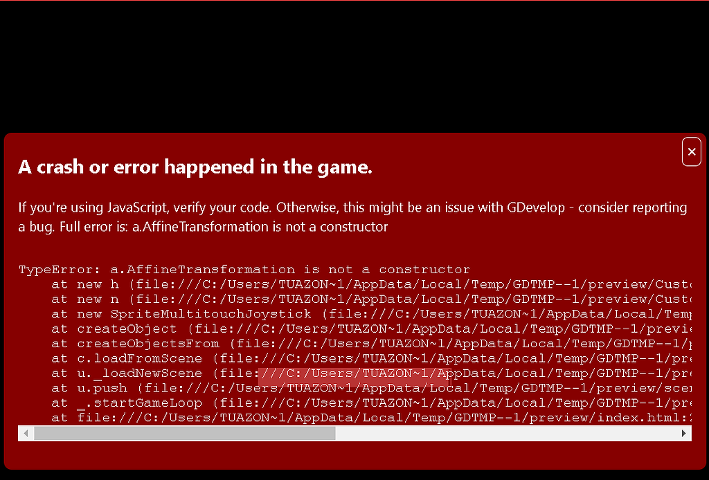 Crash Code Gml Preview Crashing - Bugs reports - GDevelop Forum