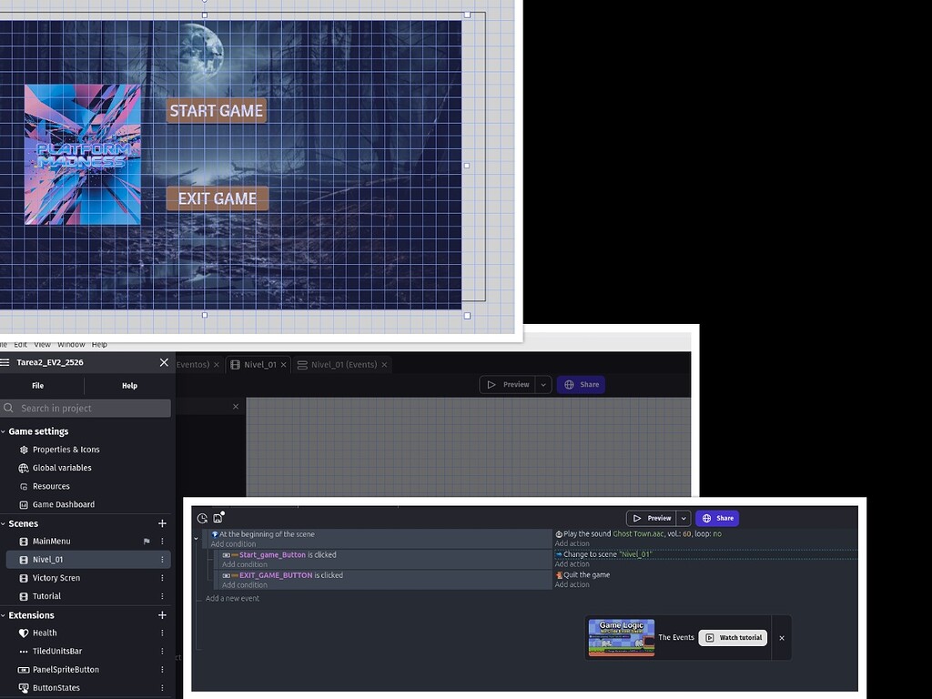 Button to change scene not working - How do I...? - GDevelop Forum