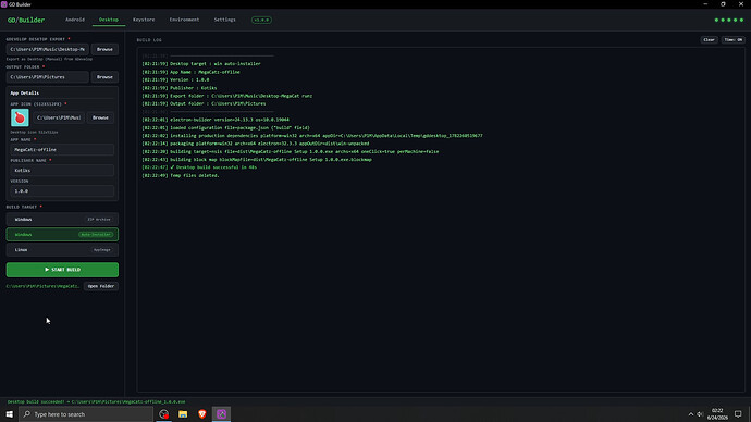 Desktop export results