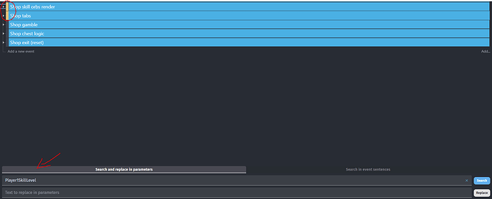 String search in event sheet bug - Bugs reports - GDevelop Forum