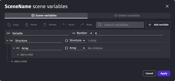 Variables Editor