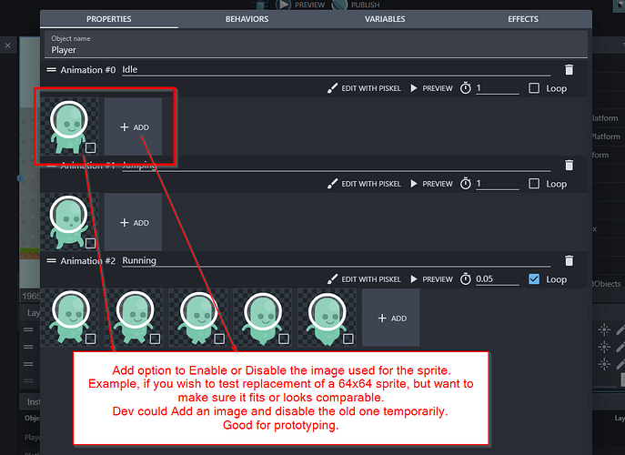 GDevelop Suggestion - Toggle which image is used for Sprite, useful for prototyping