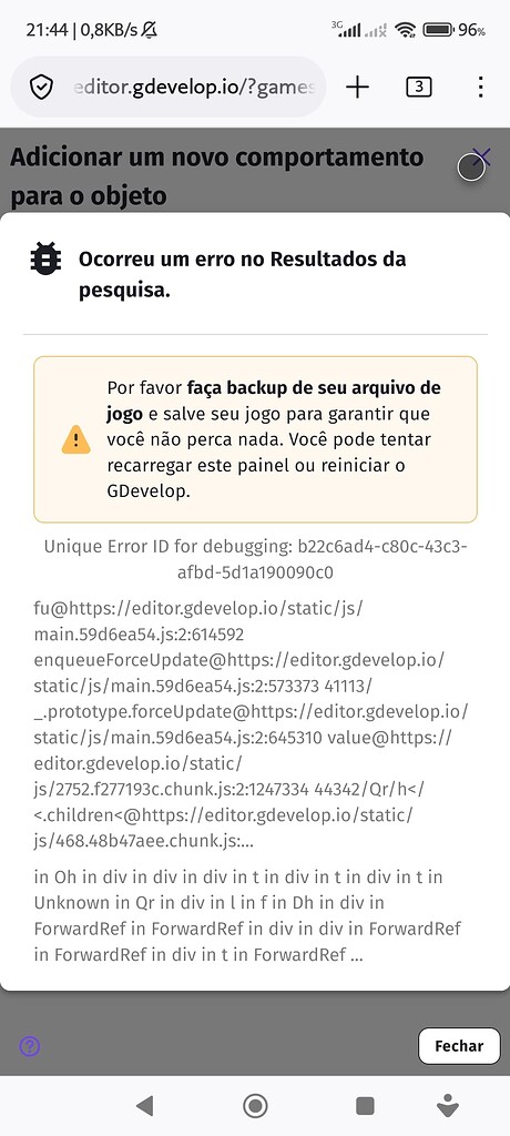 Crash on the behaviors screen - Bugs reports - GDevelop Forum