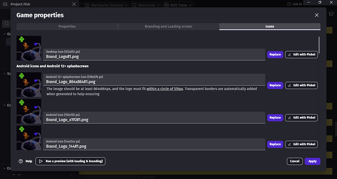 GDevelop 5 - Project Fish - GDevelop Cloud 29_01_2026 11_34_11