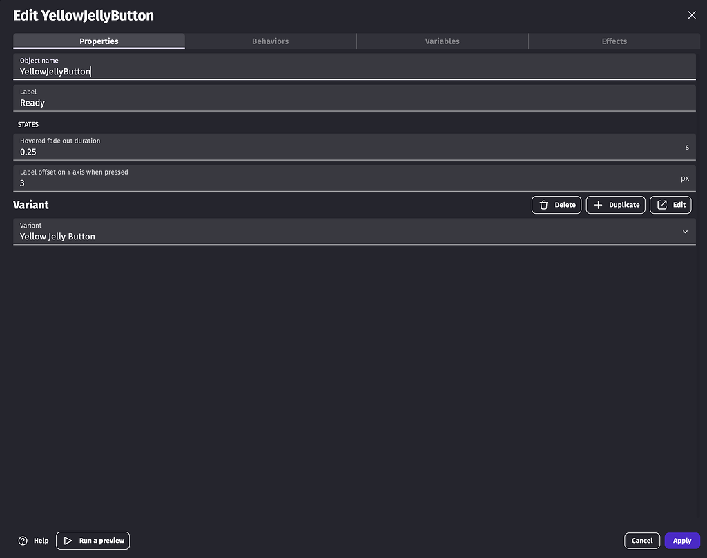 Button properties not showing in properties - Bugs reports - GDevelop Forum