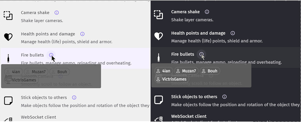 Info tool tip hard to see in light theme - Bugs reports - GDevelop Forum