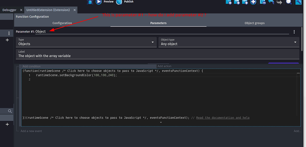 Adding extra parameters in a custom extension - How do I...? - GDevelop ...