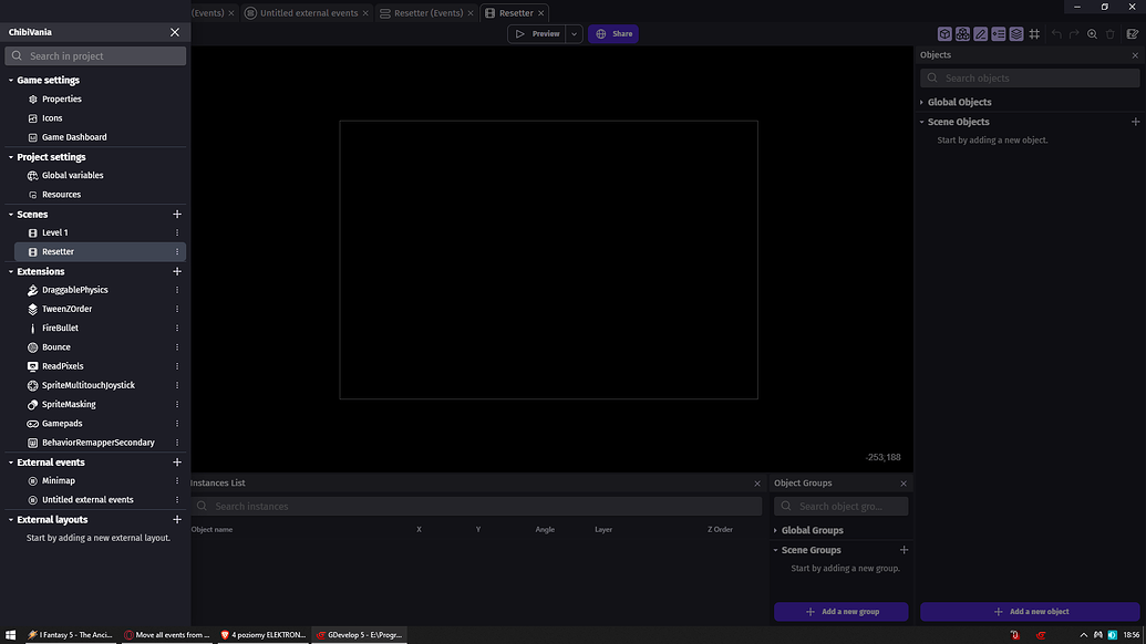 External layouts and events but from other scenes - Feature requests ...
