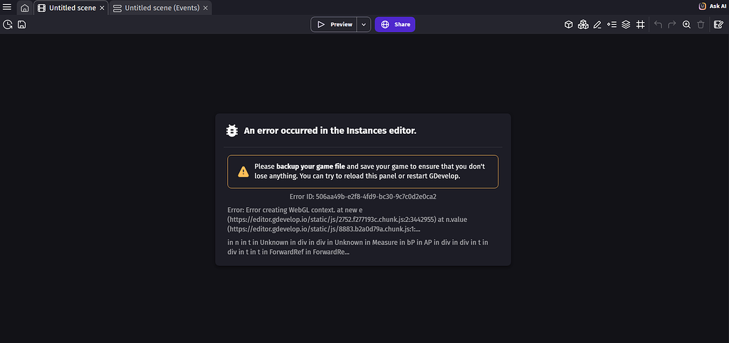 GDevelop Bug with App - Bugs reports - GDevelop Forum