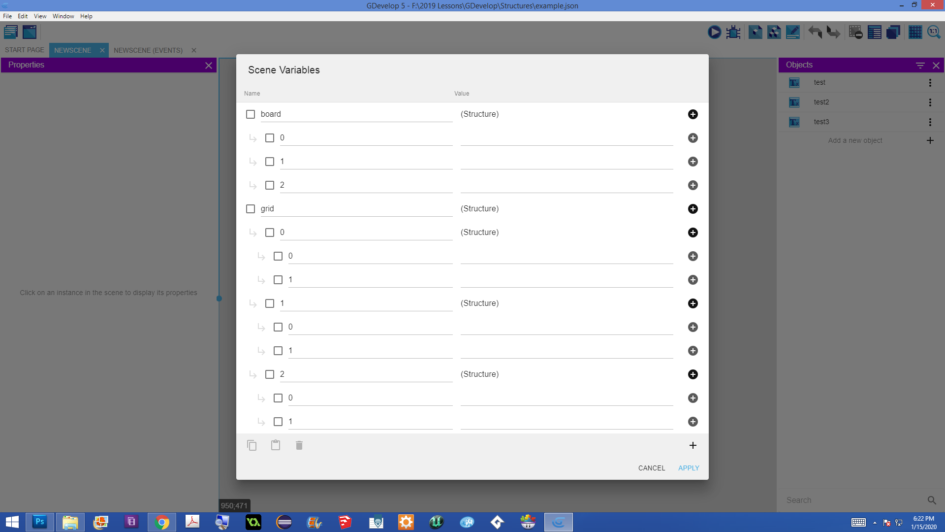 Using structures as arrays - example code - How do I...? - GDevelop Forum