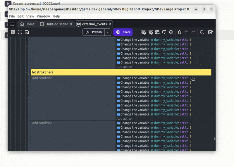 bug undo