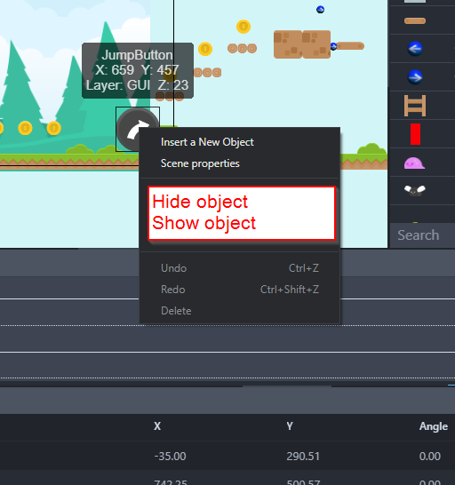 How to hide and show an object in unity 