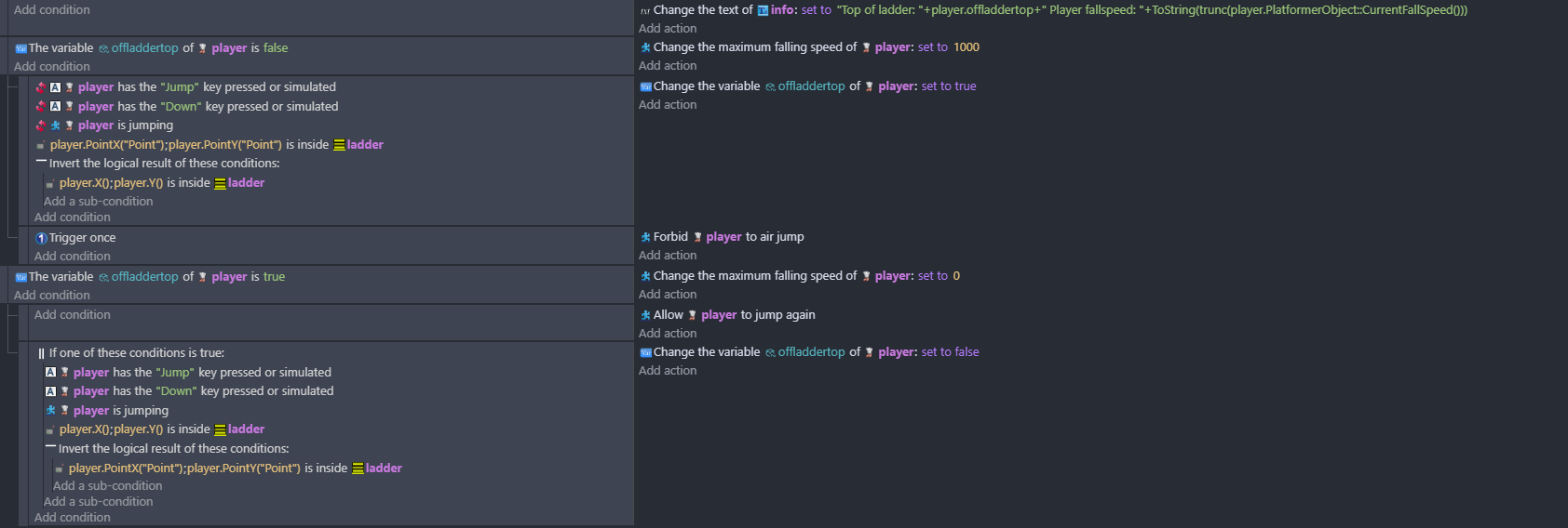 How do I make the player automatically rest at the jump through ...