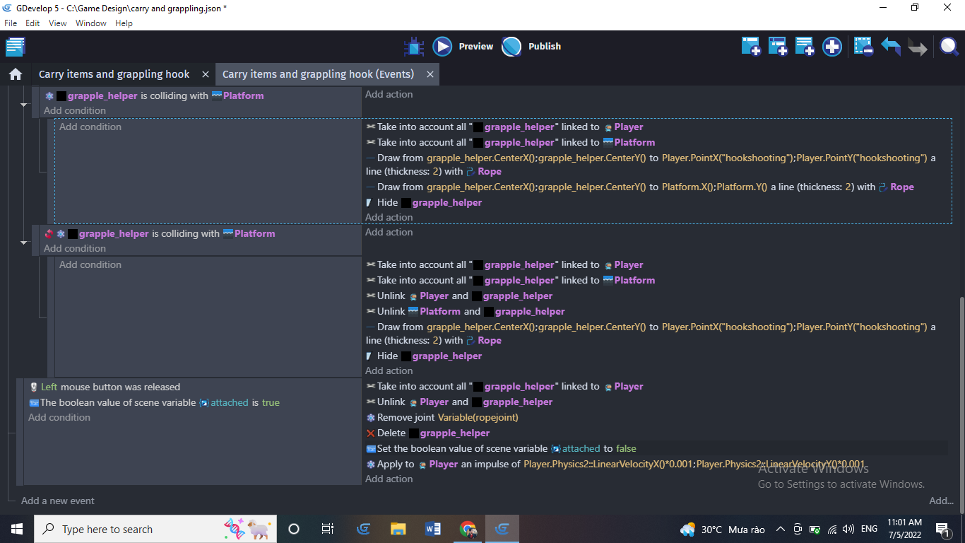 Gdevelop Rope Can I think of the logic of rope mechanic like this? - How do I ...