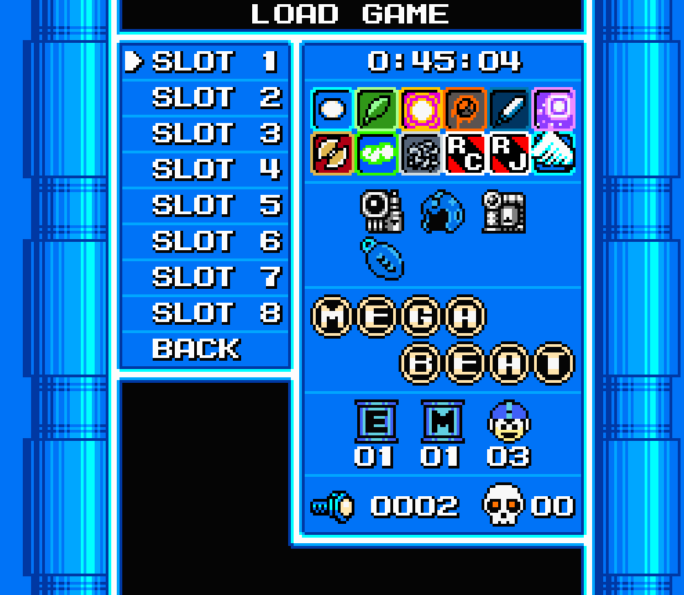 Load game screen