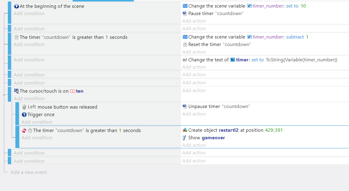 Event with the end of countdown timer How do I...? GDevelop Forum
