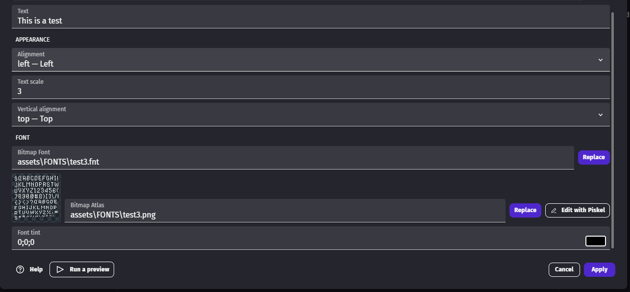 BitMapFont problems - Bugs reports - GDevelop Forum