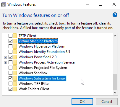 Turn Windows features on or off