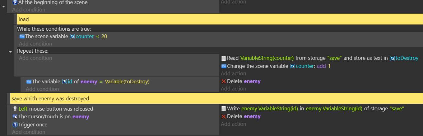 Save - Load - Enemies - How do I...? - GDevelop Forum