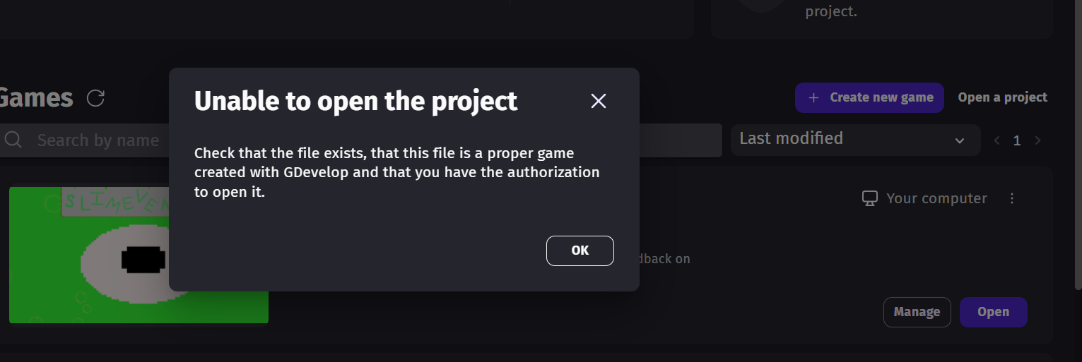 Issue with loading projects( Soved) - Bugs reports - GDevelop Forum