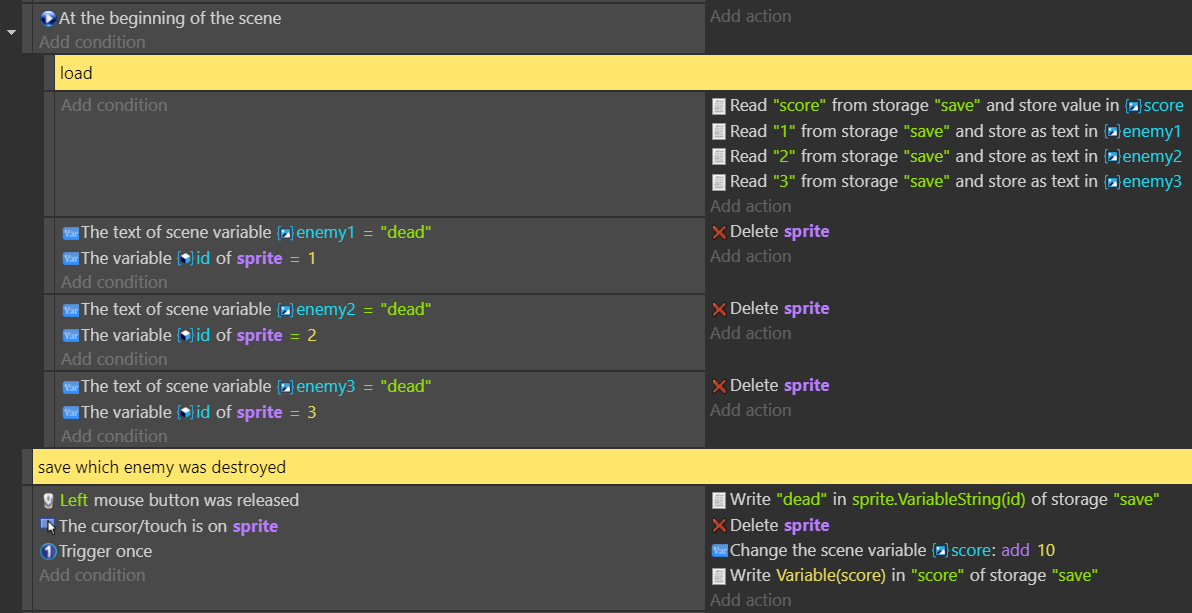 Save - Load - Enemies - How do I...? - GDevelop Forum